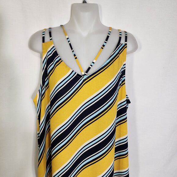 Maurices Womens Tank Top Sz Large Striped Strappy V Neck Sleeveless Lightweight - Picture 3 of 9